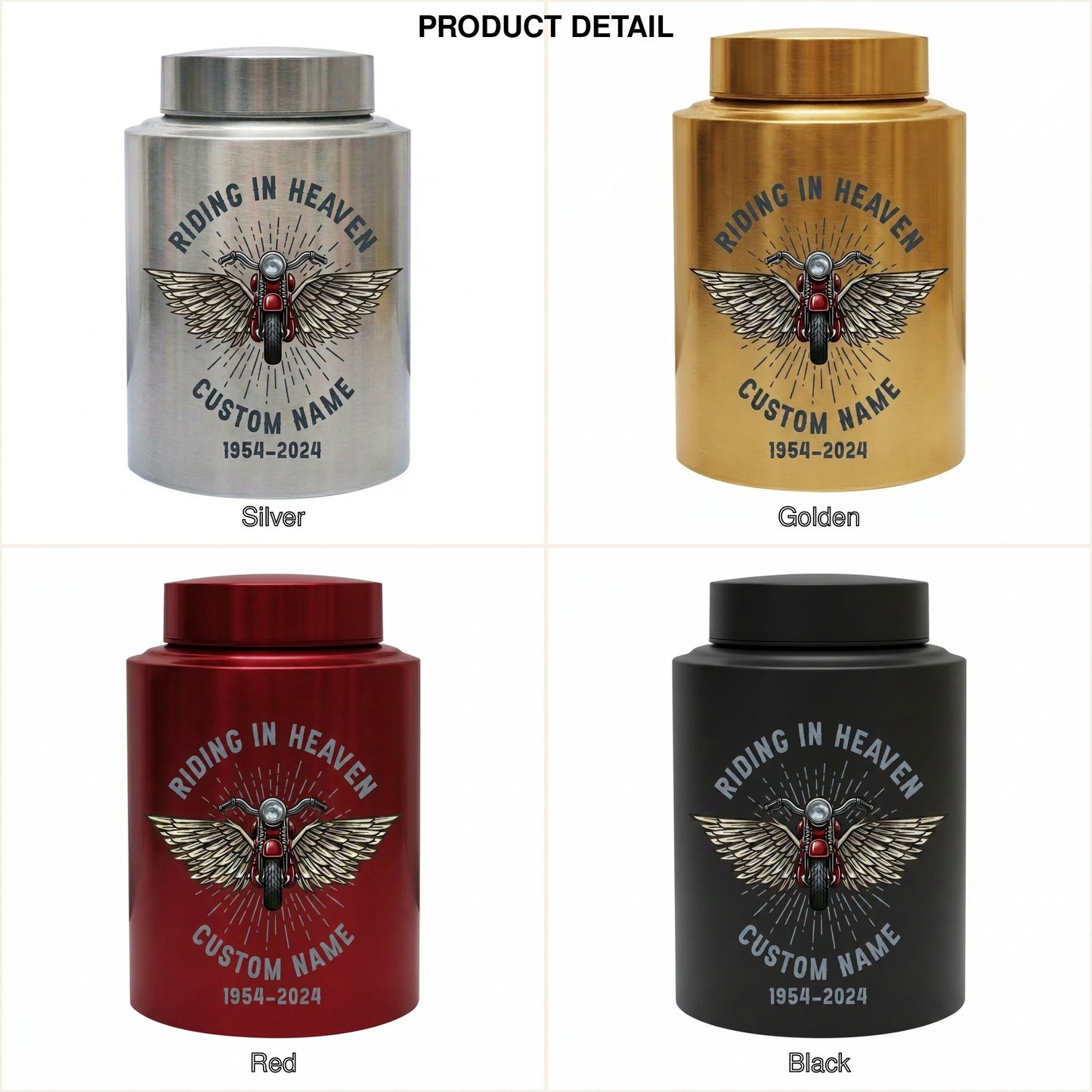 Personalized Motorcycle Cremation Urn Stainless Steel Riding In Heaven Biker Tribute for Dad Husband Two Sizes Black Gold Red Memorial Keepsake Urn, Memorial Gift, In Loving Memory - Image 8