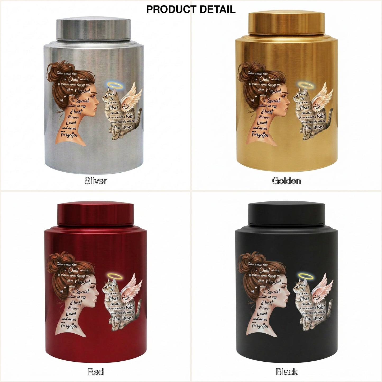 Angel Cat Silhouette Stainless Steel Decorative Cremation Urn For Cat Mom Dad Lovers Loss Of Pet Bereavement Sympathy Gift For Pet Owner Memorial Keepsake Urn, Memorial Gift, In Loving Memory - Image 8