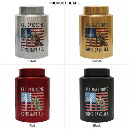 All Gave Some Veteran Kneeling Soldier American Flag Cross Stainless Steel Ash Container Military Army Navy Sympathy Bereavement Memorial Keepsake Urn, Memorial Gift, In Loving Memory - Image 8