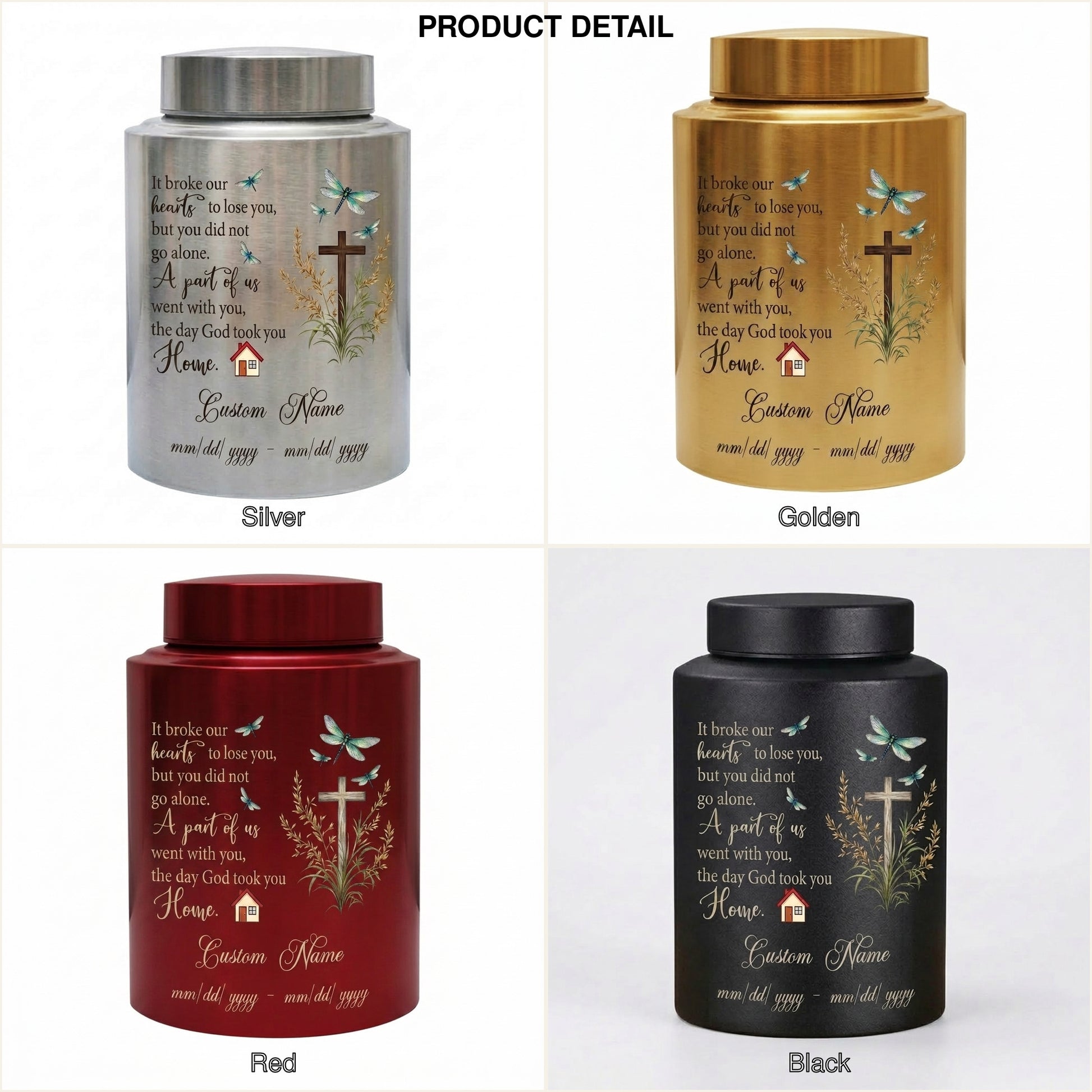 Personalized Dragonfly Stainless Steel Cremation Urn for Loss of Loved One Mother Father, Bereavement Ash Holder Small and Large Sizes, Memorial Keepsake Urn, Memorial Gift, In Loving Memory - Image 8