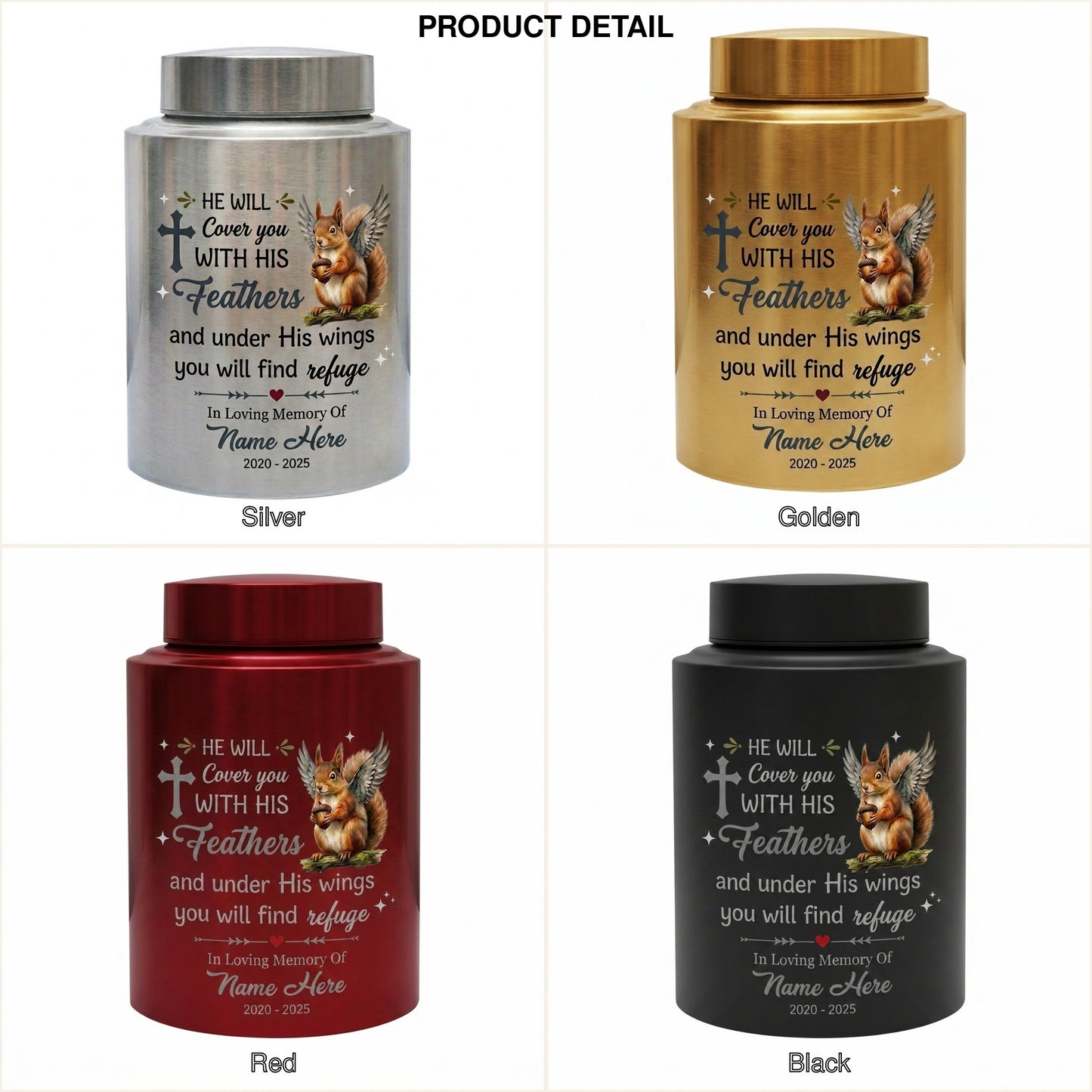 Personalized Squirrel Bible Verse Urn for Human Ashes, Christian Cross UV Printed Cremation Receptacle for Adult or Pet Loss, Large Options, Memorial Keepsake Urn, Memorial Gift, In Loving Memory - Image 8
