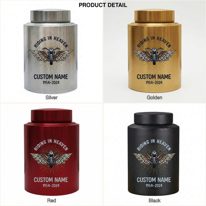 Personalized Motorcycle Cremation Urn Stainless Steel Riding In Heaven Biker Tribute for Dad Husband Two Sizes Black Gold Red Memorial Keepsake Urn, Memorial Gift, In Loving Memory - Image 8