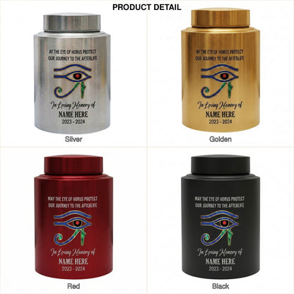 Personalized Eye of Horus Egyptian Hamsa Evil Eye Stainless Steel Cremation Container for Human Ashes Bereavement Tribute Jar Memorial Keepsake Urn, Memorial Gift, In Loving Memory - Image 8