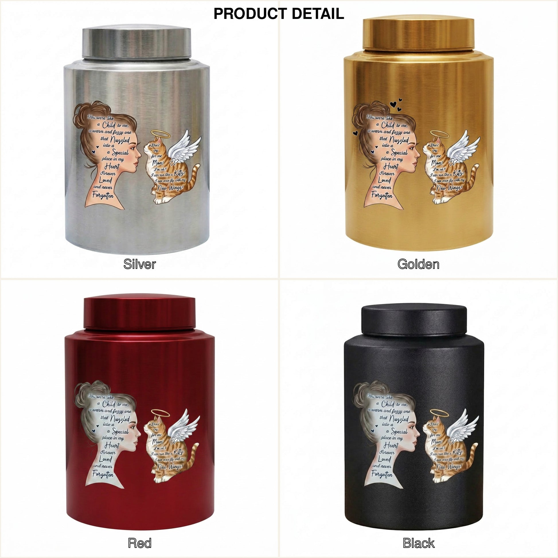 Angel Cat Silhouette Stainless Steel Decorative Cremation Urn For Cat Mom Dad Lovers Loss Of Pet Bereavement Sympathy Gift For Pet Owner Memorial Keepsake Urn, Memorial Gift, In Loving Memory - Image 8