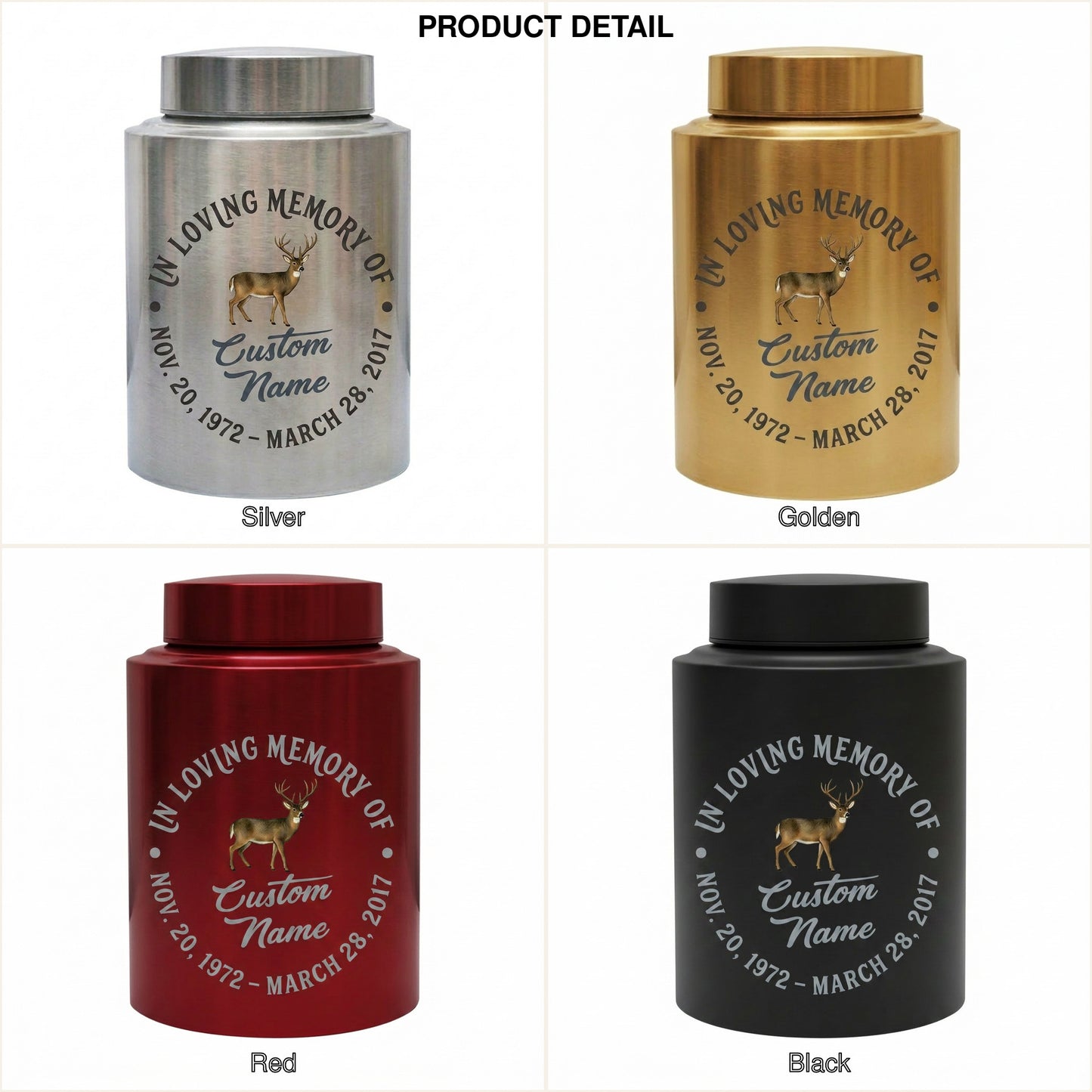 Personalized Deer Hunting UV Printed Stainless Steel Urn for Adult Human Ashes, Sympathy Bereavement Present for Hunters Outdoorsmen, Memorial Keepsake Urn, Memorial Gift, In Loving Memory - Image 8