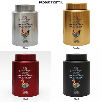 Personalized Chicken Memorial Stainless Steel Urn for Pet Ashes, Rooster Hen Loss Sympathy Gift, Custom Name Date Bird Tribute, Two Sizes, Memorial Keepsake Urn, Memorial Gift, In Loving Memory - Image 8