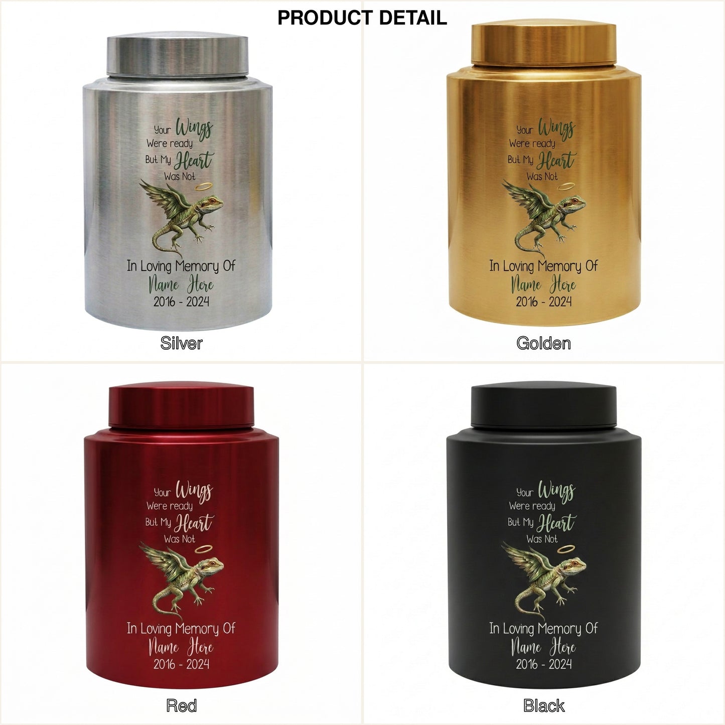 Personalized Iguana Gecko Lizard UV Printed Bereavement Tribute for Reptile Lover, Loss of Loved One Ash Storage Container, Two Sizes, Memorial Keepsake Urn, Memorial Gift, In Loving Memory - Image 8
