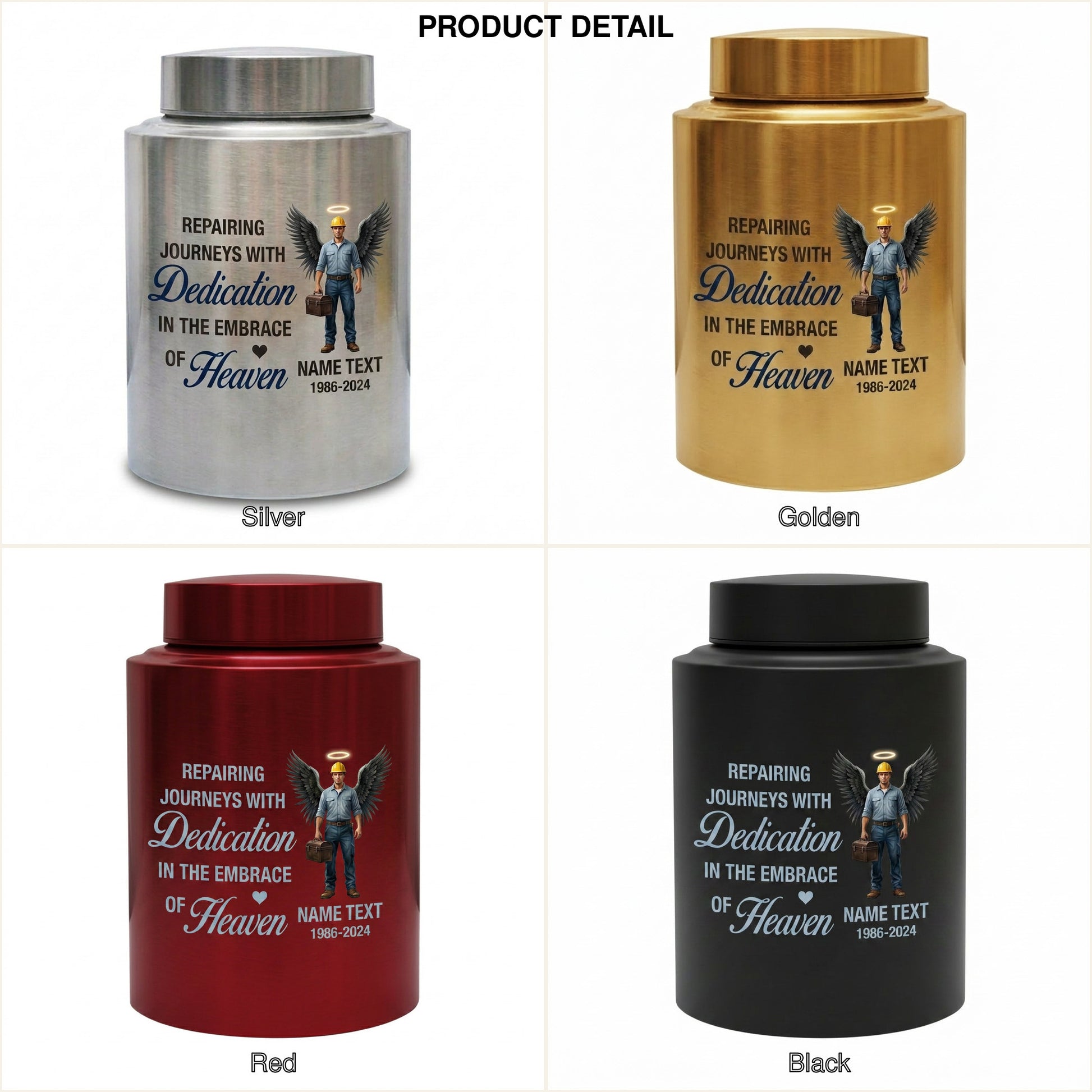Personalized Mechanic Man Design Repairing Journeys Stainless Steel Urn for Father Husband Auto Worker Tribute 2 Sizes Available Memorial Keepsake Urn, Memorial Gift, In Loving Memory - Image 8