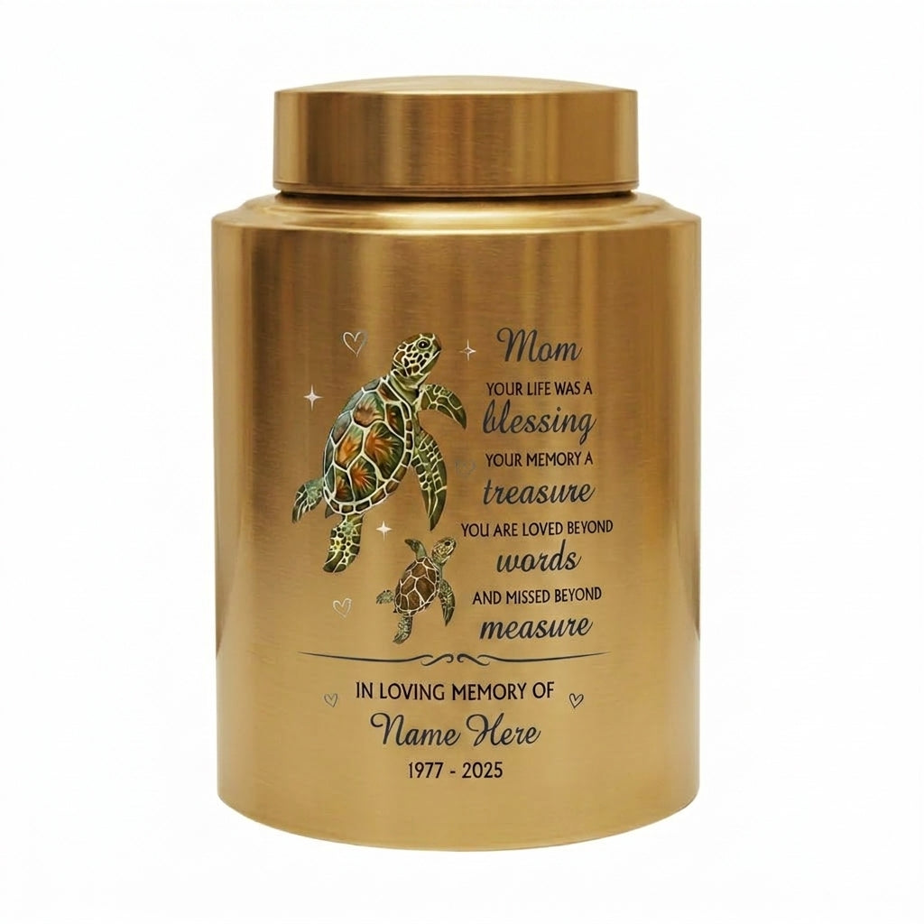 Personalized Sea Turtle Mom Stainless Steel Mother Bereavement Funeral Ash Holder Adult Female Decorative Vessel Silver Black Gold Red Memorial Keepsake Urn, Memorial Gift, In Loving Memory - Image 9