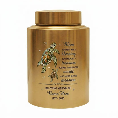 Personalized Sea Turtle Mom Stainless Steel Mother Bereavement Funeral Ash Holder Adult Female Decorative Vessel Silver Black Gold Red Memorial Keepsake Urn, Memorial Gift, In Loving Memory - Image 9