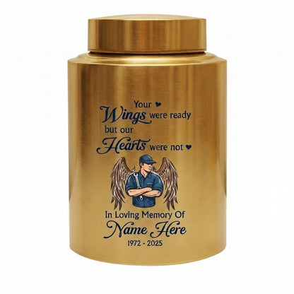 Personalized Mechanic Wings Were Ready But Our Hearts Were Not UV Printed Ash Holder For Dad Father Husband Loss Support Memorial Keepsake Urn, Memorial Gift, In Loving Memory - Image 9