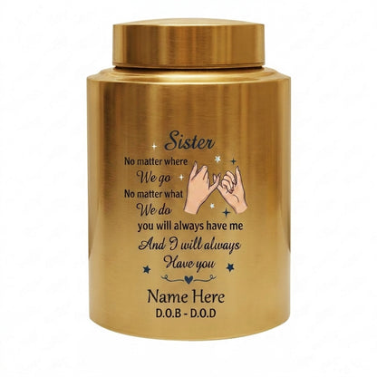 Personalized Sister Pinky Promise Interlocking Hands Stainless Steel Memorial Cremation Urn for Bestie Sister-In-Law Loss, 2 Sizes, Memorial Keepsake Urn, Memorial Gift, In Loving Memory - Image 9