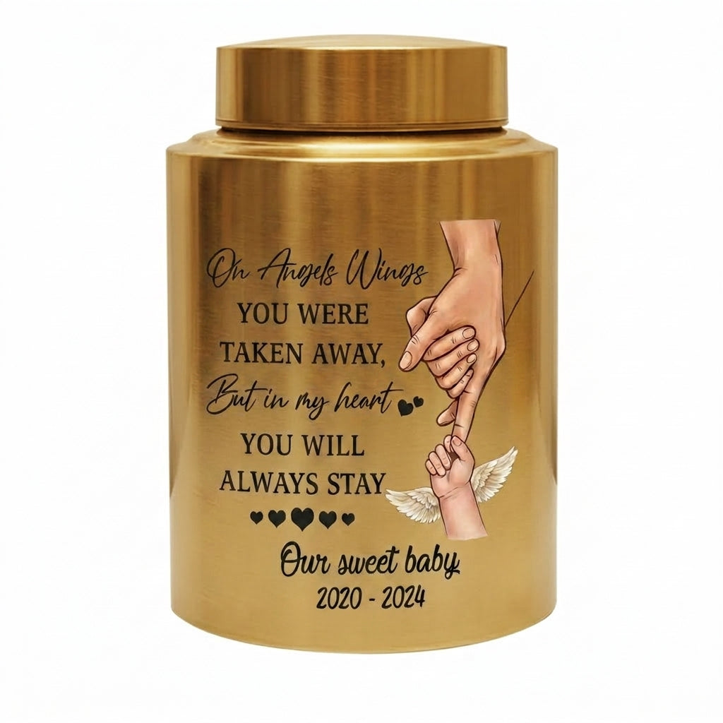 Personalized Baby Angel Wings Hand Infant Loss UV Printed Metal Cremation Ashes Container Child Bereavement Miscarriage Grief Parent Memorial Keepsake Urn, Memorial Gift, In Loving Memory - Image 9