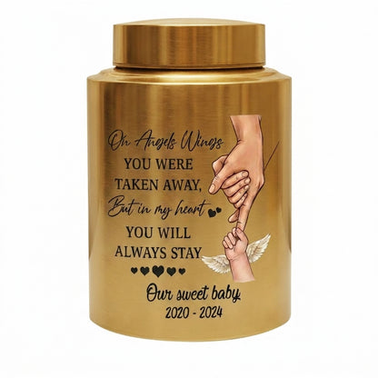 Personalized Baby Angel Wings Hand Infant Loss UV Printed Metal Cremation Ashes Container Child Bereavement Miscarriage Grief Parent Memorial Keepsake Urn, Memorial Gift, In Loving Memory - Image 9