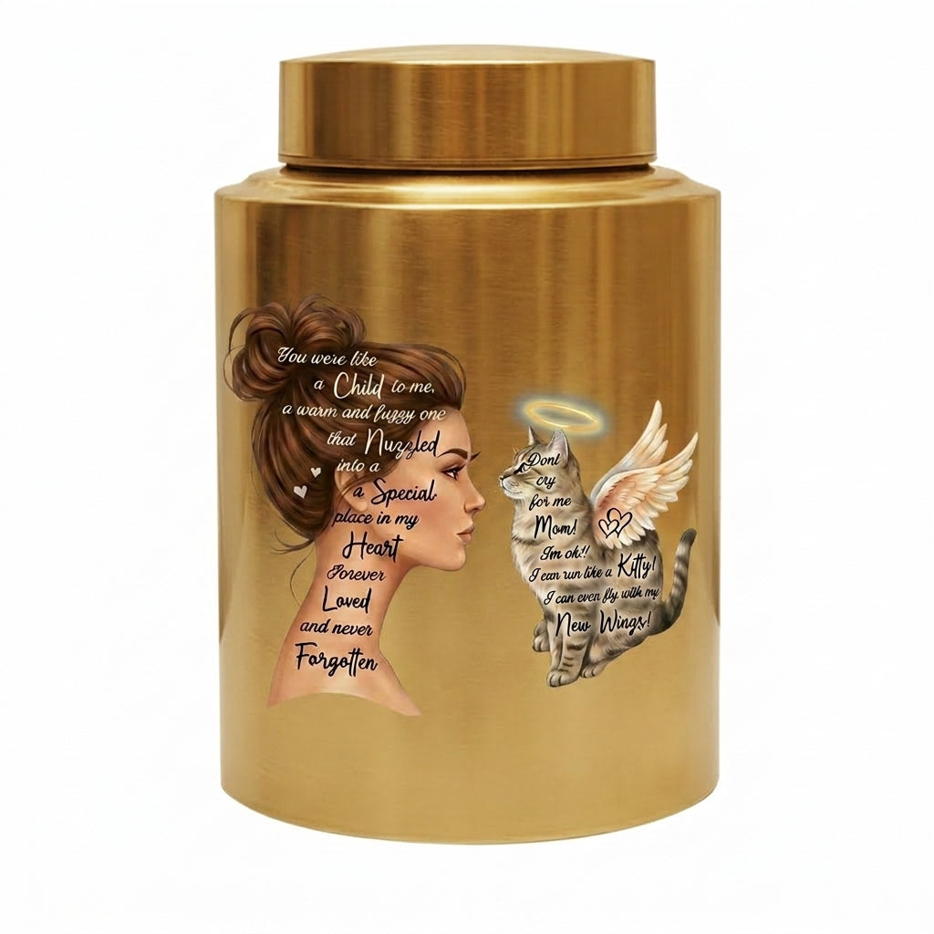 Angel Cat Silhouette Stainless Steel Decorative Cremation Urn For Cat Mom Dad Lovers Loss Of Pet Bereavement Sympathy Gift For Pet Owner Memorial Keepsake Urn, Memorial Gift, In Loving Memory - Image 9