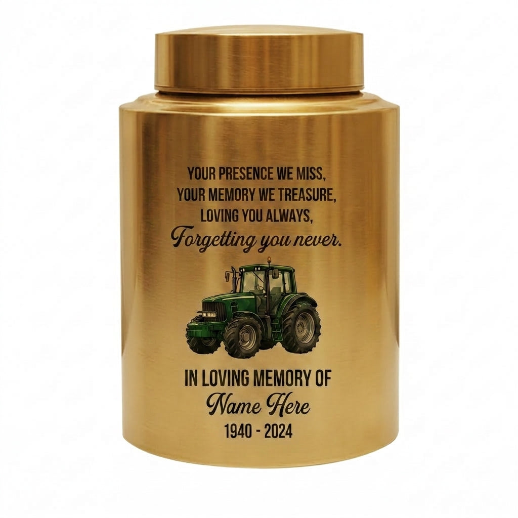 Personalized Farmer UV Printed Urn Forgetting You Never Dad Grandfather Husband Funeral Display Bereavement Tribute Ash Holder Two Sizes Memorial Keepsake Urn, Memorial Gift, In Loving Memory - Image 9