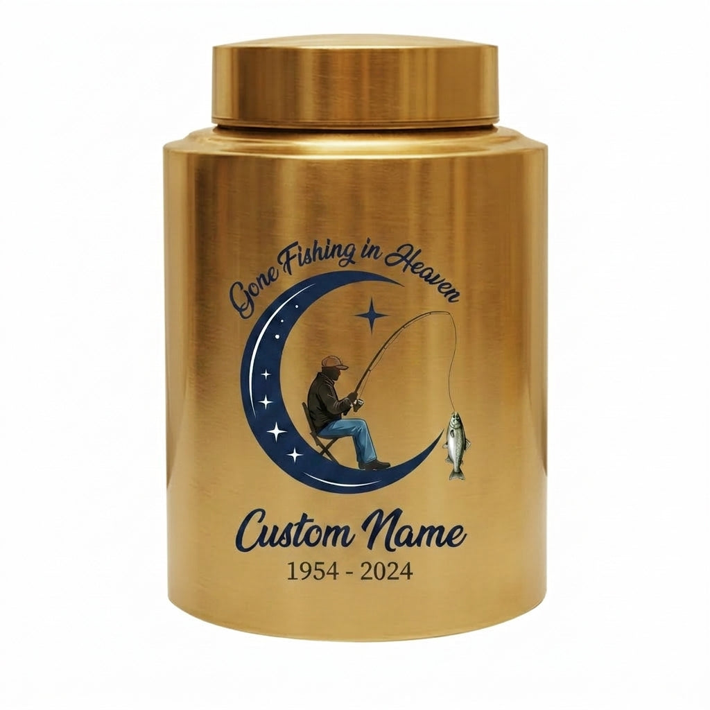 Personalized Gone Fishing in Heaven Bass Fisherman Stainless Steel Urn for Human Ashes Loss of Father Grandpa 5.9x3.9 7.5x5.1 Memorial Keepsake Urn, Memorial Gift, In Loving Memory - Image 9