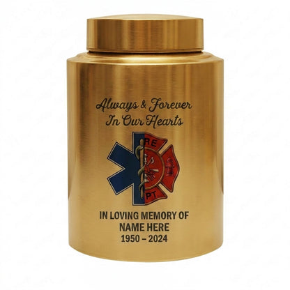 Personalized Firefighter Hero Stainless Steel Cremation Ash Vessel First Responder Sympathy Tribute Custom Name Dates Small Large Memorial Keepsake Urn, Memorial Gift, In Loving Memory - Image 9