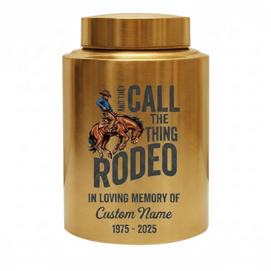 Personalized Western Cowboy Rodeo Bucking Bronco Stainless Steel Urn for Adult Human Ashes Father Husband Funeral Tribute Large Small Memorial Keepsake Urn, Memorial Gift, In Loving Memory - Image 9