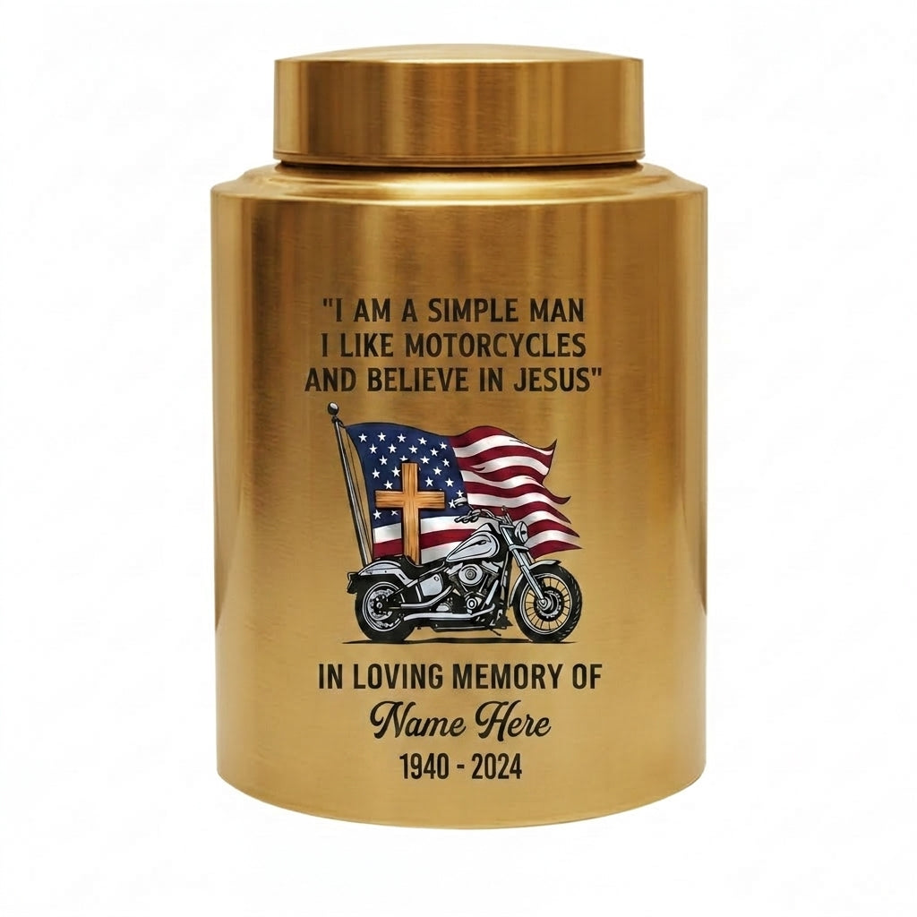 Personalized Motorcycle Riding in Heaven Large Stainless Steel UV Print For Dad Adult Male Biker Christian Cremation Ash Holder Memorial Keepsake Urn, Memorial Gift, In Loving Memory - Image 9