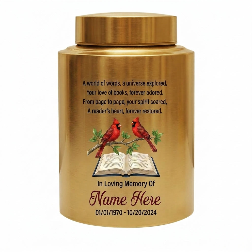 Personalized Book Lover Reading in Heaven Stainless Steel Urn, Adult Female Ashes Bereavement, 2 Sizes Silver Black Gold Red, Memorial Keepsake Urn, Memorial Gift, In Loving Memory - Image 9