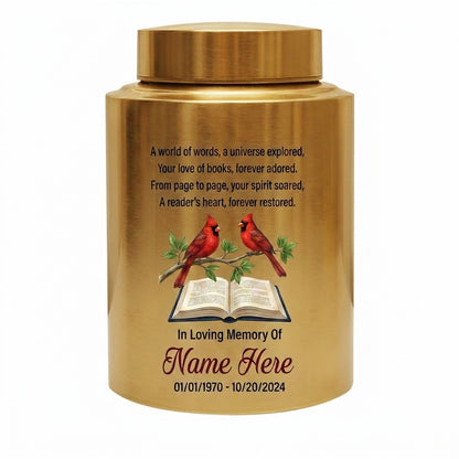 Personalized Book Lover Reading in Heaven Stainless Steel Urn, Adult Female Ashes Bereavement, 2 Sizes Silver Black Gold Red, Memorial Keepsake Urn, Memorial Gift, In Loving Memory - Image 9