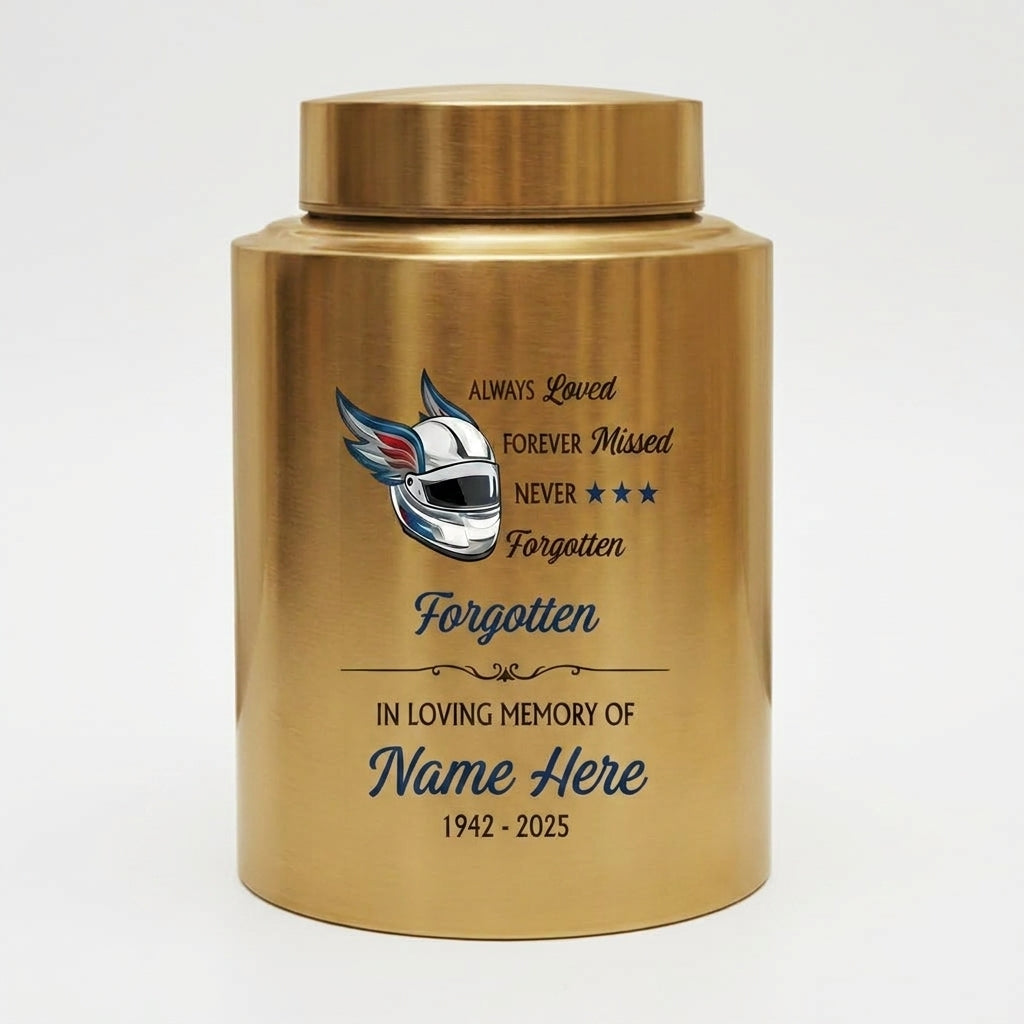 Personalized Racing Victory Stainless Steel Cremation Urn for Human Ashes Motorsports Fan Remembrance Bereavement Tribute 5.9x3.9 7.5x5.1 Memorial Keepsake Urn, Memorial Gift, In Loving Memory - Image 9