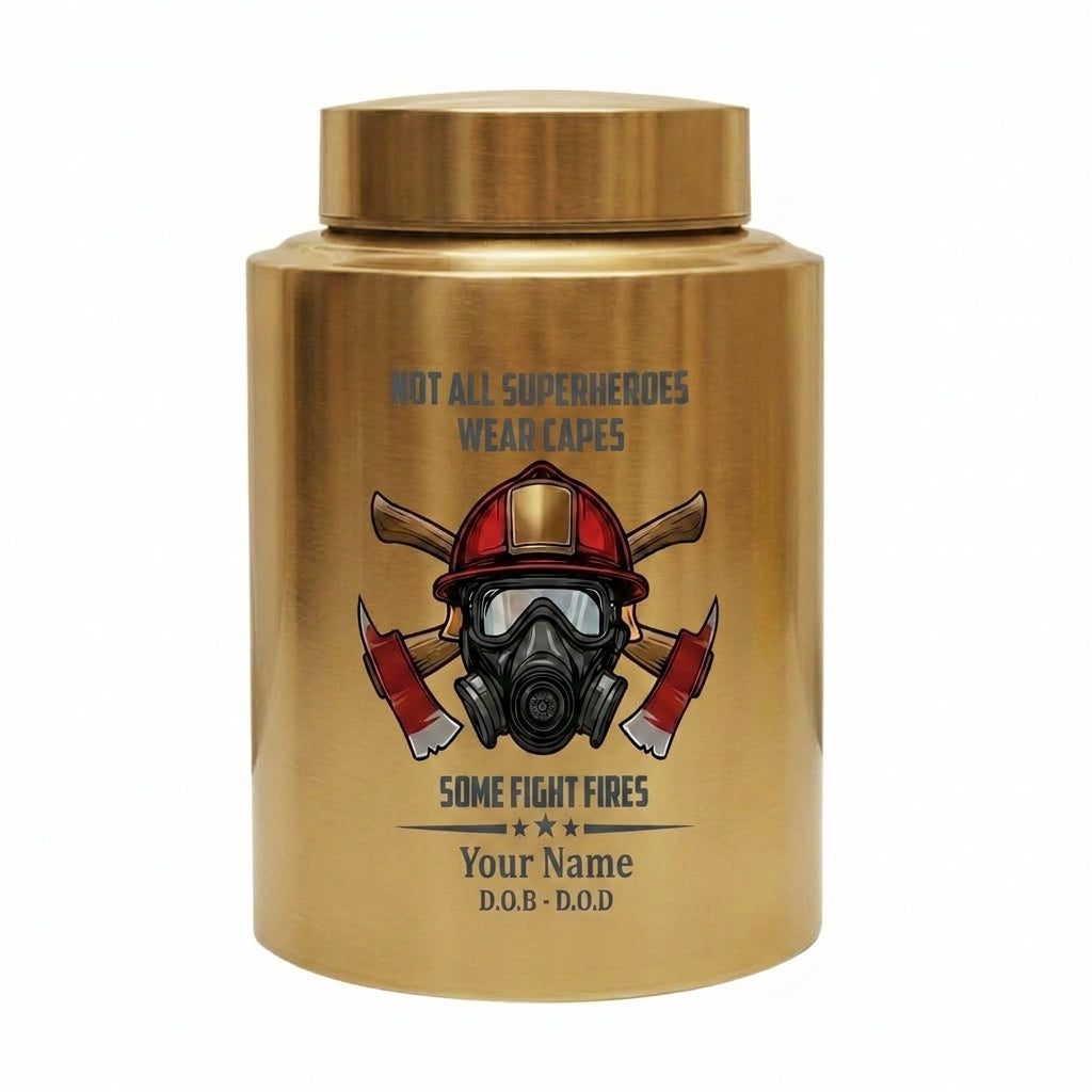 Personalized Firefighter Superheroes Wear Capes Large Stainless Steel Cremation Urn For Adult Human Ashes First Responder Tribute Memorial Keepsake Urn, Memorial Gift, In Loving Memory - Image 9