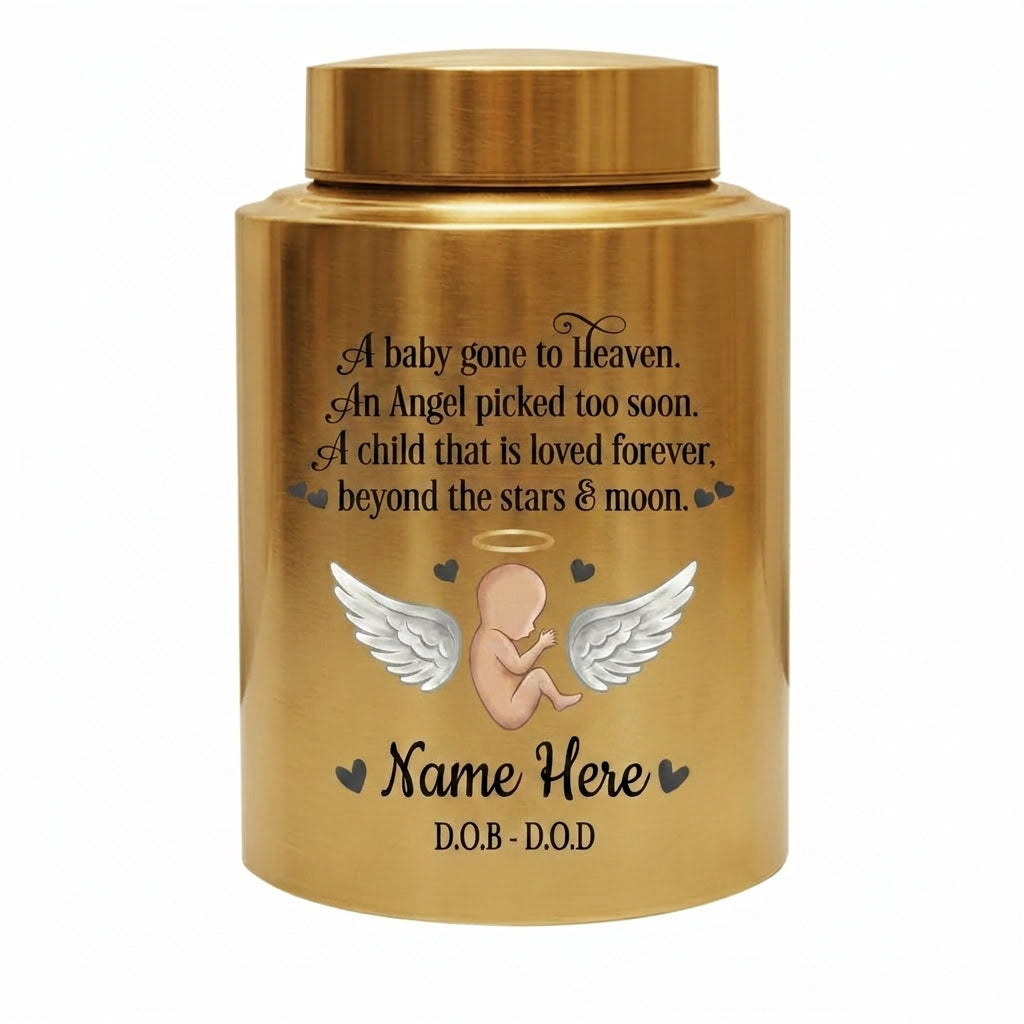 Personalized Baby Angel Stainless Steel Cremation Urn, Infant Loss Bereavement Miscarriage Keepsake for Grieving Parents, UV Printed Memorial Keepsake Urn, Memorial Gift, In Loving Memory - Image 9