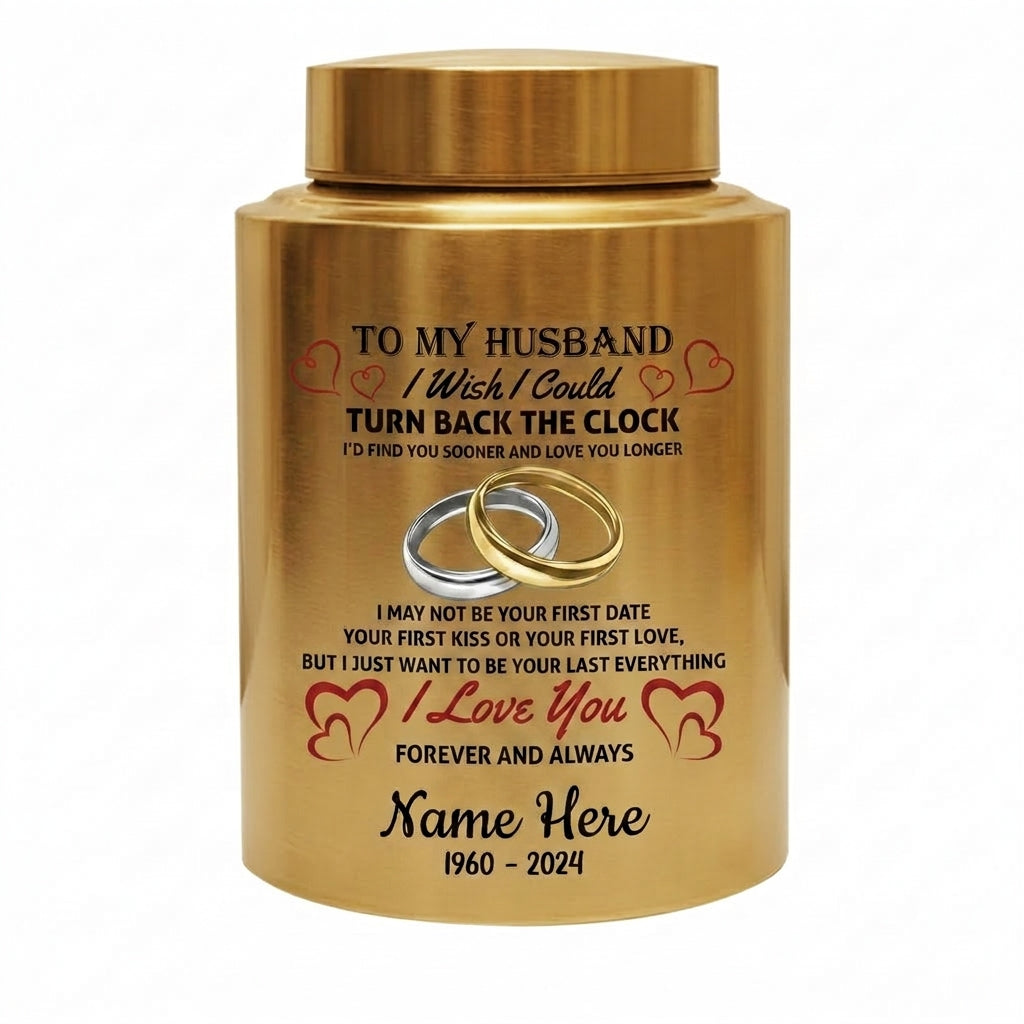Personalized Interlocked Wedding Rings Couple In Heaven UV Printed Urn For Loss Of Husband Sympathy Bereavement Gifts For Widow Two Sizes Memorial Keepsake Urn, Memorial Gift, In Loving Memory - Image 9
