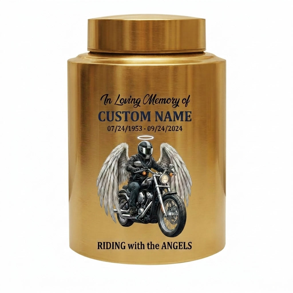Personalized Motorcycle Biker Stainless Steel Decorative Urn for Human Ashes Adult Male Dad Husband Custom Large UV Printed Memorial Keepsake Urn, Memorial Gift, In Loving Memory - Image 9