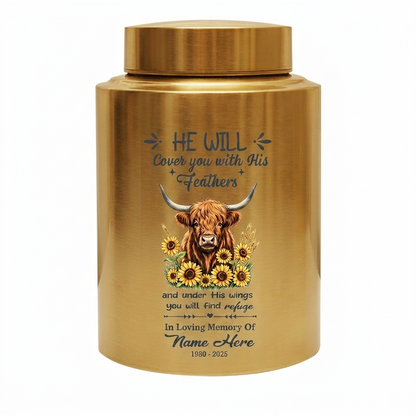 Personalized Highland Cow Christian Bible Verse Stainless Steel Cremation Urn for Human Ashes, Custom Religious Bereavement Sympathy Present, Memorial Keepsake Urn, Memorial Gift, In Loving Memory - Image 9