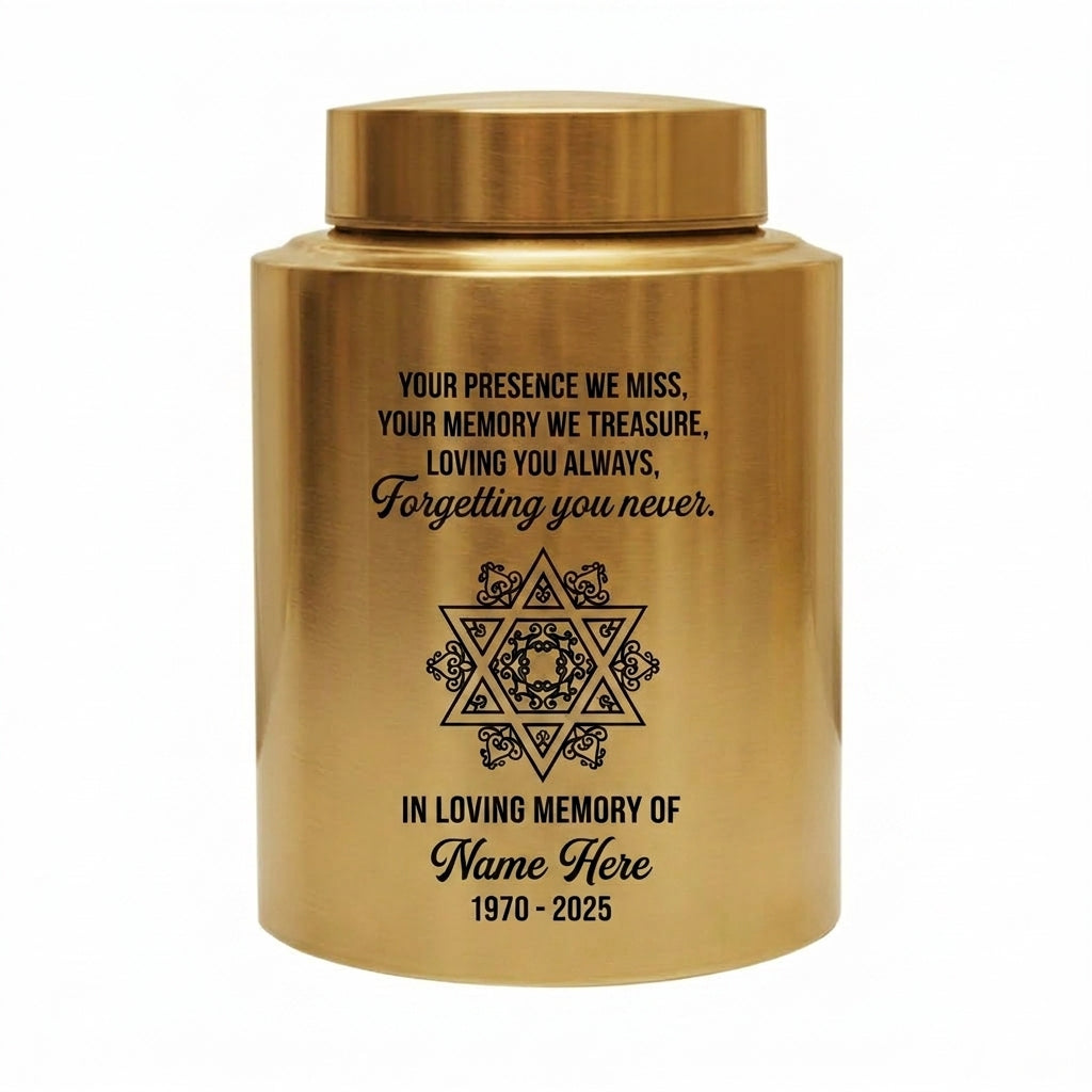 Personalized Jewish Star of David Tree of Life UV Print Cremation Ash Container for Loss of Mother Father Sympathy Present 2 Sizes Memorial Keepsake Urn, Memorial Gift, In Loving Memory - Image 9