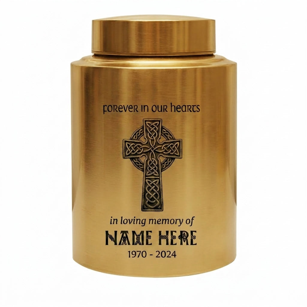 Personalized Celtic Cross Irish Urn for Human Ashes, Forever In Our Hearts Funeral Tribute for Adult Male Female Loss of Loved One, 2 Sizes, Memorial Keepsake Urn, Memorial Gift, In Loving Memory - Image 9