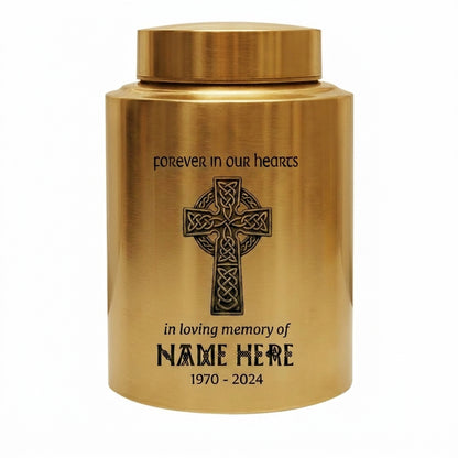 Personalized Celtic Cross Irish Urn for Human Ashes, Forever In Our Hearts Funeral Tribute for Adult Male Female Loss of Loved One, 2 Sizes, Memorial Keepsake Urn, Memorial Gift, In Loving Memory - Image 9