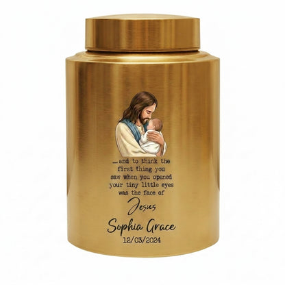 Personalized Baby of Jesus Infant Loss UV Printed Stainless Steel Urn for Child Boy Girl Miscarriage Bereavement Large Two Sizes Memorial Keepsake Urn, Memorial Gift, In Loving Memory - Image 9