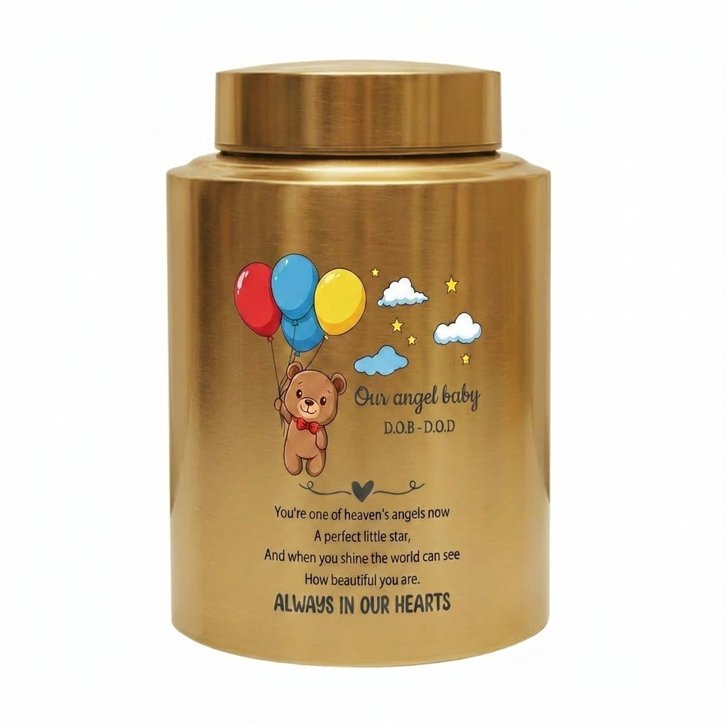 Personalized Teddy Bear Balloons Baby Loss Stainless Steel Urn For Infant Child Bereavement Custom Engraved Sympathy Gift Large And Small Memorial Keepsake Urn, Memorial Gift, In Loving Memory - Image 9