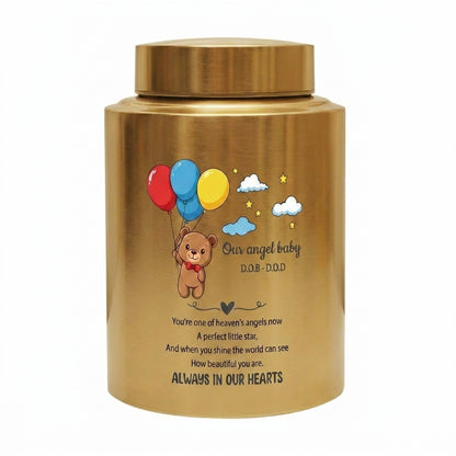 Personalized Teddy Bear Balloons Baby Loss Stainless Steel Urn For Infant Child Bereavement Custom Engraved Sympathy Gift Large And Small Memorial Keepsake Urn, Memorial Gift, In Loving Memory - Image 9