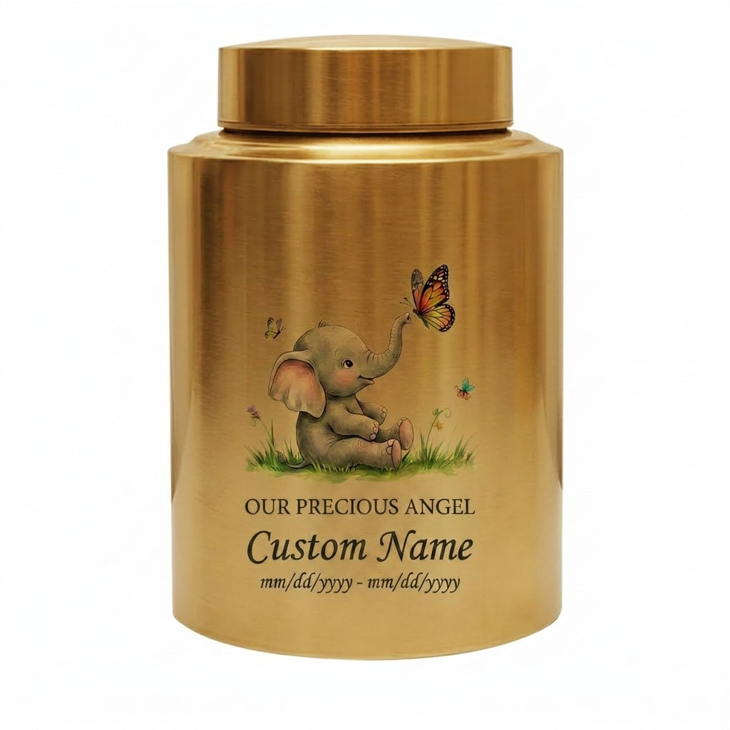 Personalized Baby Elephant Stainless Steel UV Printed Infant Loss Our Precious Angel Baby Boy Girl Child Ashes Large Small Metal Cremation Urns Memorial Keepsake Urn, Memorial Gift, In Loving Memory - Image 9