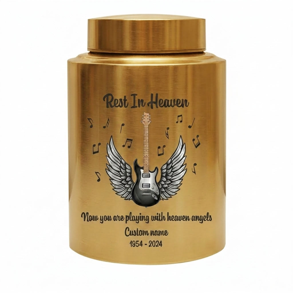Personalized Guitar Music Lovers Stainless Steel Funeral Cremation Vault For Musician Guitarist Adult Male Female Remains Small And Large Sizes Memorial Keepsake Urn, Memorial Gift, In Loving Memory - Image 9