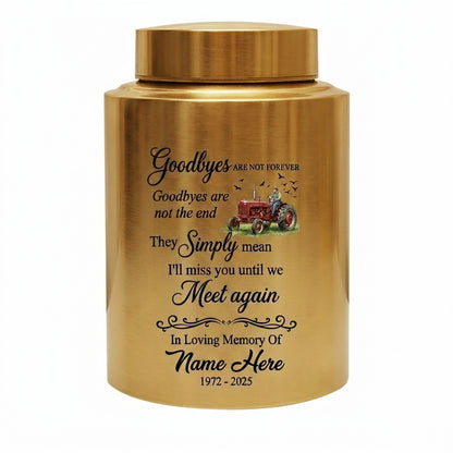 Personalized Farmer Memorial Stainless Steel Ash Holder with Flying Birds Goodbyes Are Not Forever Quote for Loss of Father Grandfather Memorial Keepsake Urn, Memorial Gift, In Loving Memory - Image 9