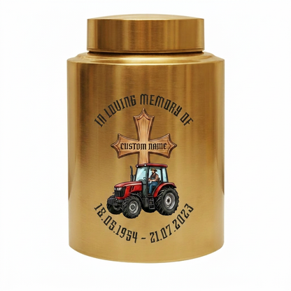 Personalized Farmer Tractor Gothic Cross Stainless Steel Urn for Human Ashes Loss of Father Grandfather Husband Decorative 5.9x3.9 7.5x5.1 Memorial Keepsake Urn, Memorial Gift, In Loving Memory - Image 9