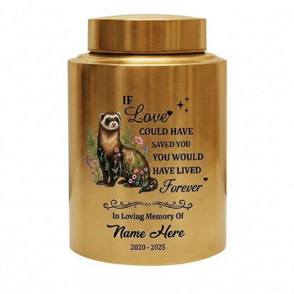 Personalized Botanical Ferret Stainless Steel Pet Urn For Animal Ashes Sympathy Bereavement Display Small Large Sizes Loss Of Pet Memorial Keepsake Urn, Memorial Gift, In Loving Memory - Image 9