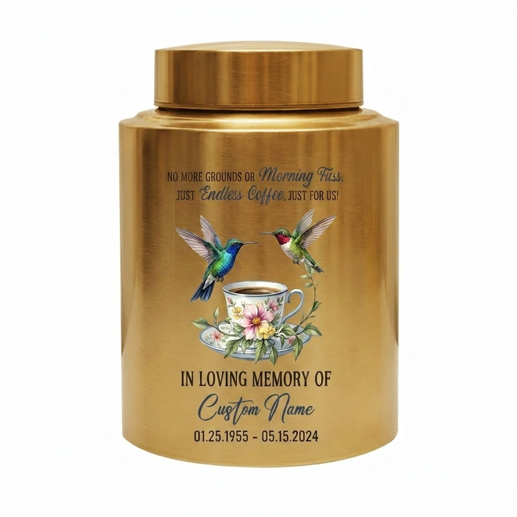 Personalized Coffee Design Stainless Steel Cremation Urn For Coffee Lovers, Morning Brew Tribute Custom Name Dates, 2 Size Options, Memorial Keepsake Urn, Memorial Gift, In Loving Memory - Image 9