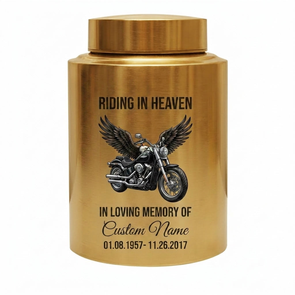 Personalized Motorcycle Riding in Heaven Stainless Steel Ash Holder for Adult Male Dad Biker Funeral Display Large Capacity Memorial Keepsake Urn, Memorial Gift, In Loving Memory - Image 9