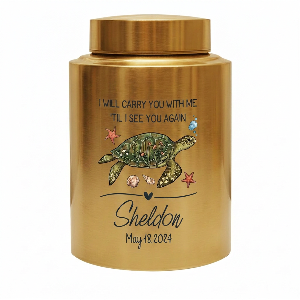 Personalized Turtle UV Printed Stainless Steel Cremation Urns For Ashes, Custom Pet Loss Remembrance Or Turtle Lover Bereavement Condolence, Memorial Keepsake Urn, Memorial Gift, In Loving Memory - Image 9