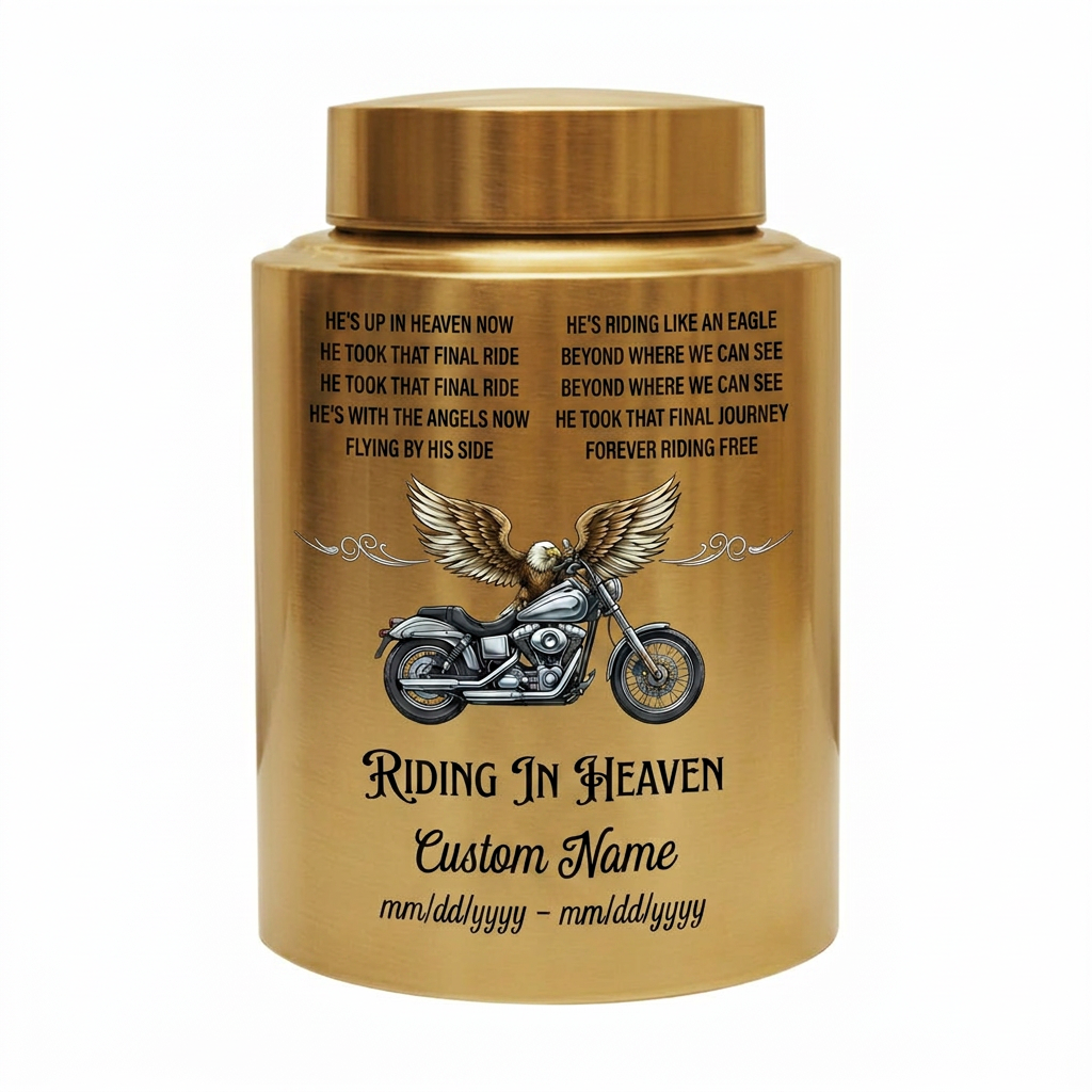 Personalized Motorcycle Riding in Heaven Stainless Steel Urn for Dad Biker Adult Male, Decorative Ash Container Small 5.9x3.9 Large 7.5x5.1, Memorial Keepsake Urn, Memorial Gift, In Loving Memory - Image 9