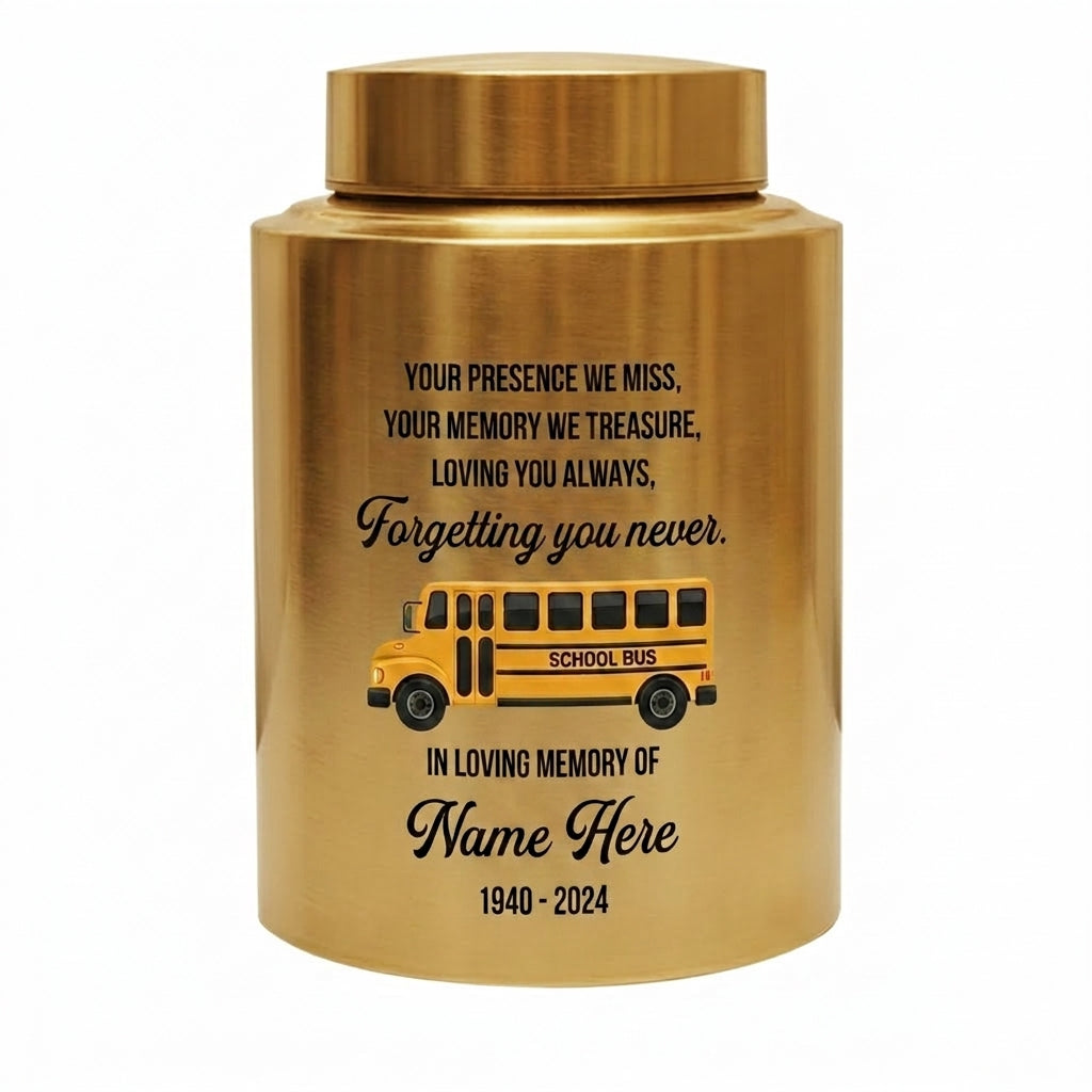 Personalized School Bus UV Print Stainless Steel Large Urn for Human Ashes Loss Of Loved One Bus Driver Bereavement Remembrance Memorial Keepsake Urn, Memorial Gift, In Loving Memory - Image 9