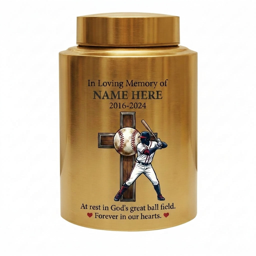 Personalized Baseball Stainless Steel Urn for Human Ashes, Sports Fan Remembrance Container for Coach Player, Two Sizes, Memorial Keepsake Urn, Memorial Gift, In Loving Memory - Image 9