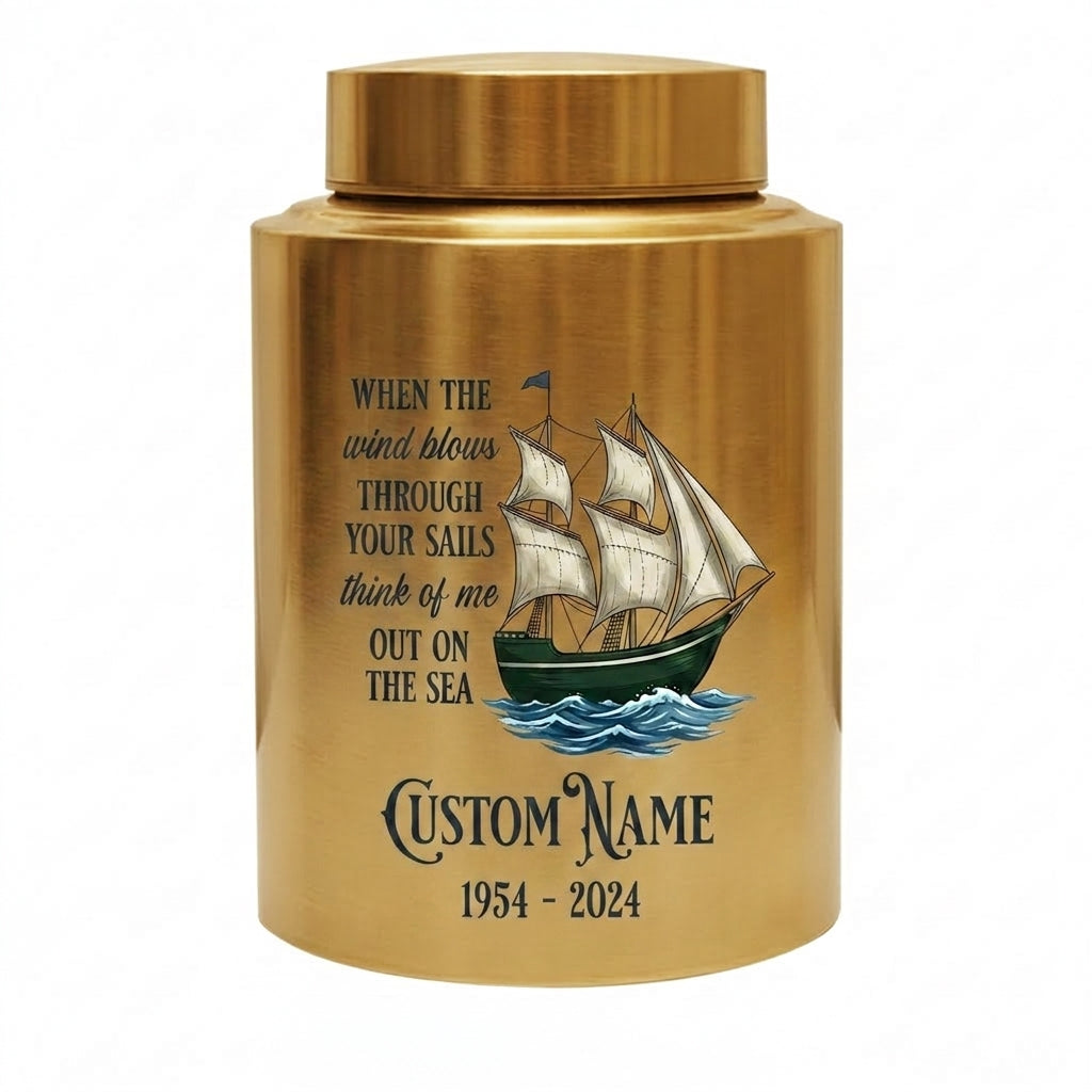 Personalized Sail Boat Stainless Steel Urn for Human Ashes, Custom Name Date Ocean Tribute for Dad Grandpa Sailor, Adult Size, Memorial Keepsake Urn, Memorial Gift, In Loving Memory - Image 9